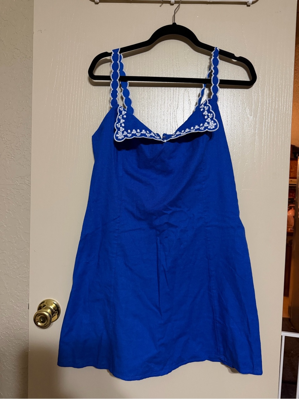 Abercrombie & Fitch Royal Blue Dress with White Embroidery